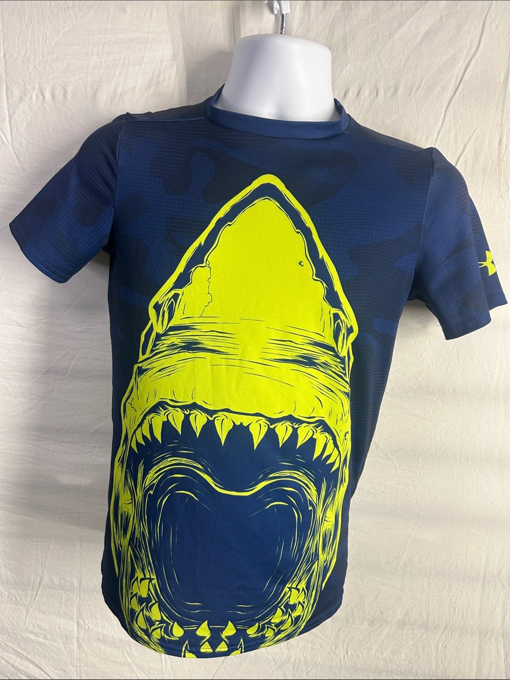 Under Armour Blue Performance Fitted Tee with Subtle Stripe